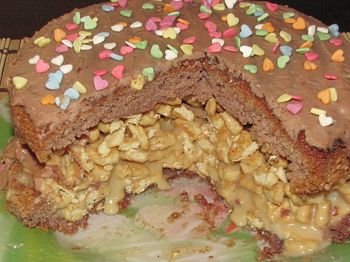 фото вкусного торта Сникерс на разрезе