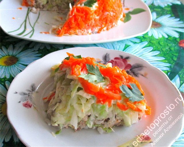 рыбный салат с капустой фото