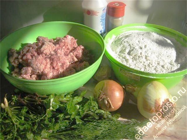 исходные продукты для приготовления домашних хинкали